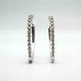 10ct White Gold Large Diamond Hoop Earrings