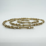 Vintage 9ct Gold 24” Bar & Twisted Links Chain / Necklace 37.5g Fancy Link 1992