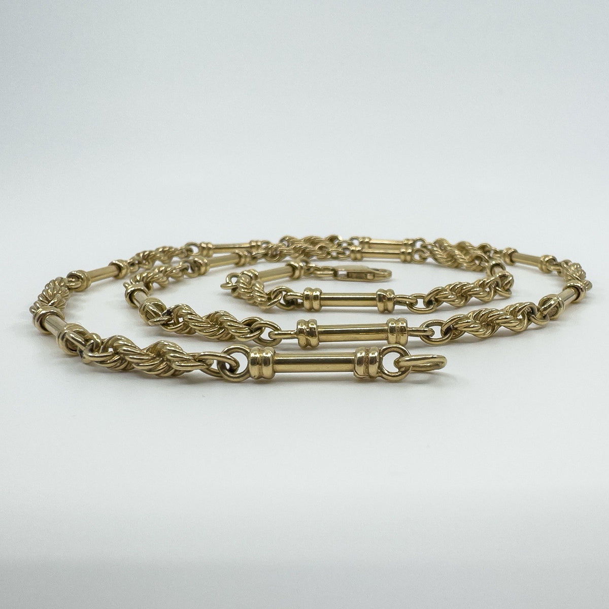 Vintage 9ct Gold 24” Bar & Twisted Links Chain / Necklace 37.5g Fancy Link 1992