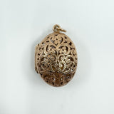 Vintage 9ct Rose Gold Large Chunky Oval Engraved Open Work Locket Pendant 375