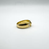 Vintage 18ct Gold 0.20ct Double Diamond Buckle Ring Size P Heavy 7g 6.9mm Band