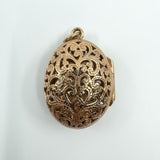 Vintage 9ct Rose Gold Large Chunky Oval Engraved Open Work Locket Pendant 375