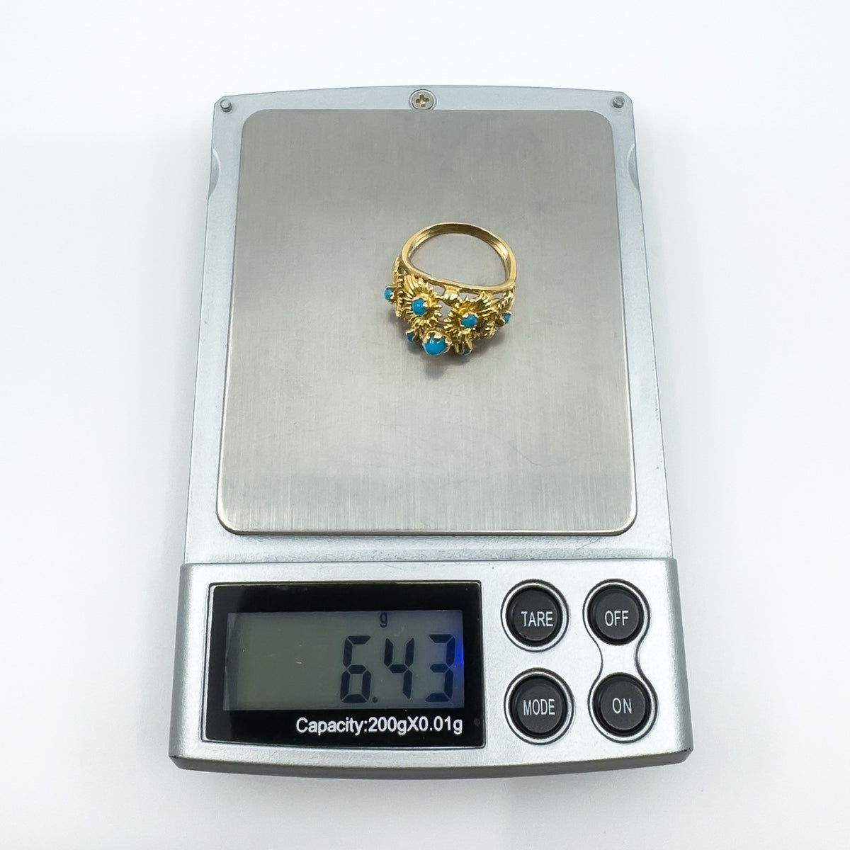 Vintage 14ct Gold Turquoise Ring Size J
