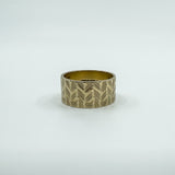 Vintage 9ct Gold Wide Chevron Engraved Full Band Ring 375 Size L (London 1972)