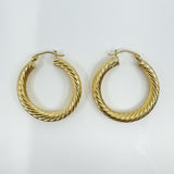 Large Vintage Chunky Twisted 9ct Gold Hoop Earrings 1991