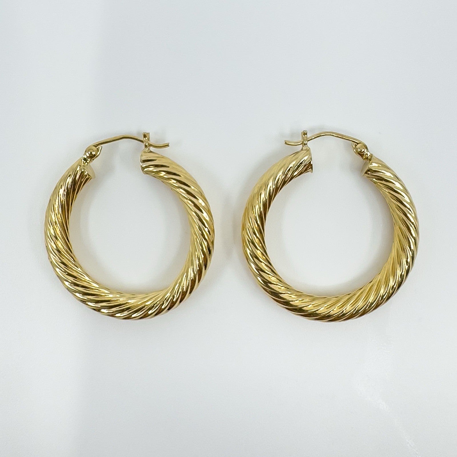 Large Vintage Chunky Twisted 9ct Gold Hoop Earrings 1991