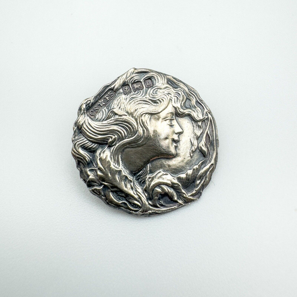 Set of 6 Art Nouveau Buttons in Sterling Silver 925 (Birm 1901) Antique by CF FS