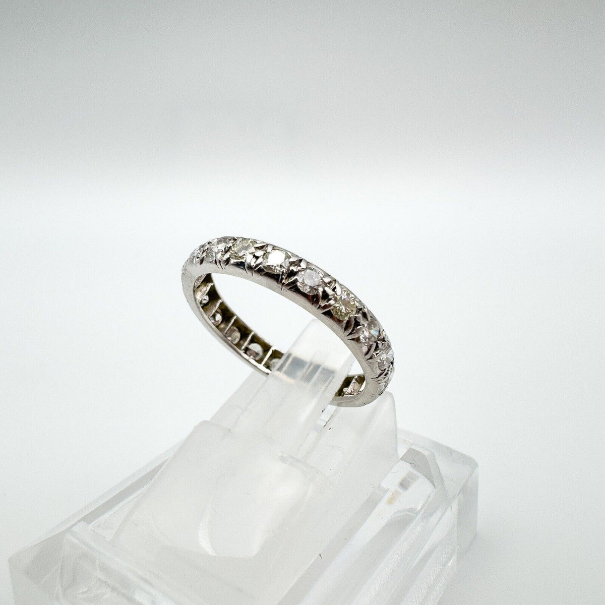 Vintage 1ct Platinum Diamond Full Eternity Band Wedding Stacking Ring Size M - N