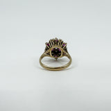 Vintage 9ct Gold 0.81ct Ruby & Diamond Cluster Cocktail Ring 375 Size K