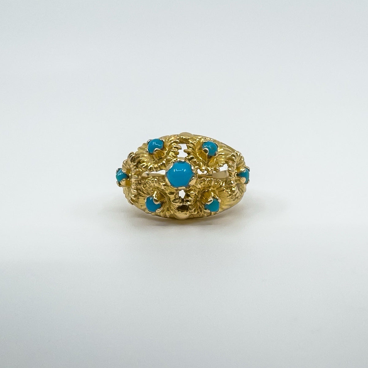 Vintage 14ct Gold Turquoise Ring Size J