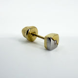 Small Chunky 14ct Gold Tiny Diamond Solitaire Square Stud Earrings 585