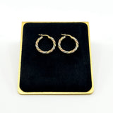 Chunky Vintage 9ct Gold Tri Coloured Twisted Hoop Earrings 375