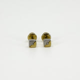 Small Chunky 14ct Gold Tiny Diamond Solitaire Square Stud Earrings 585