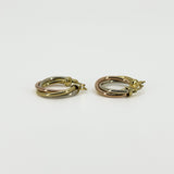 Vintage 9ct Gold Tri Coloured Twisted Hoop Earrings 375