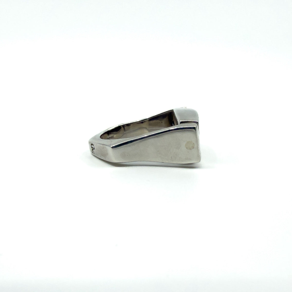 Chunky Sterling Silver Reversible Black Onyx & MOP Guess Ring Size L - M 925