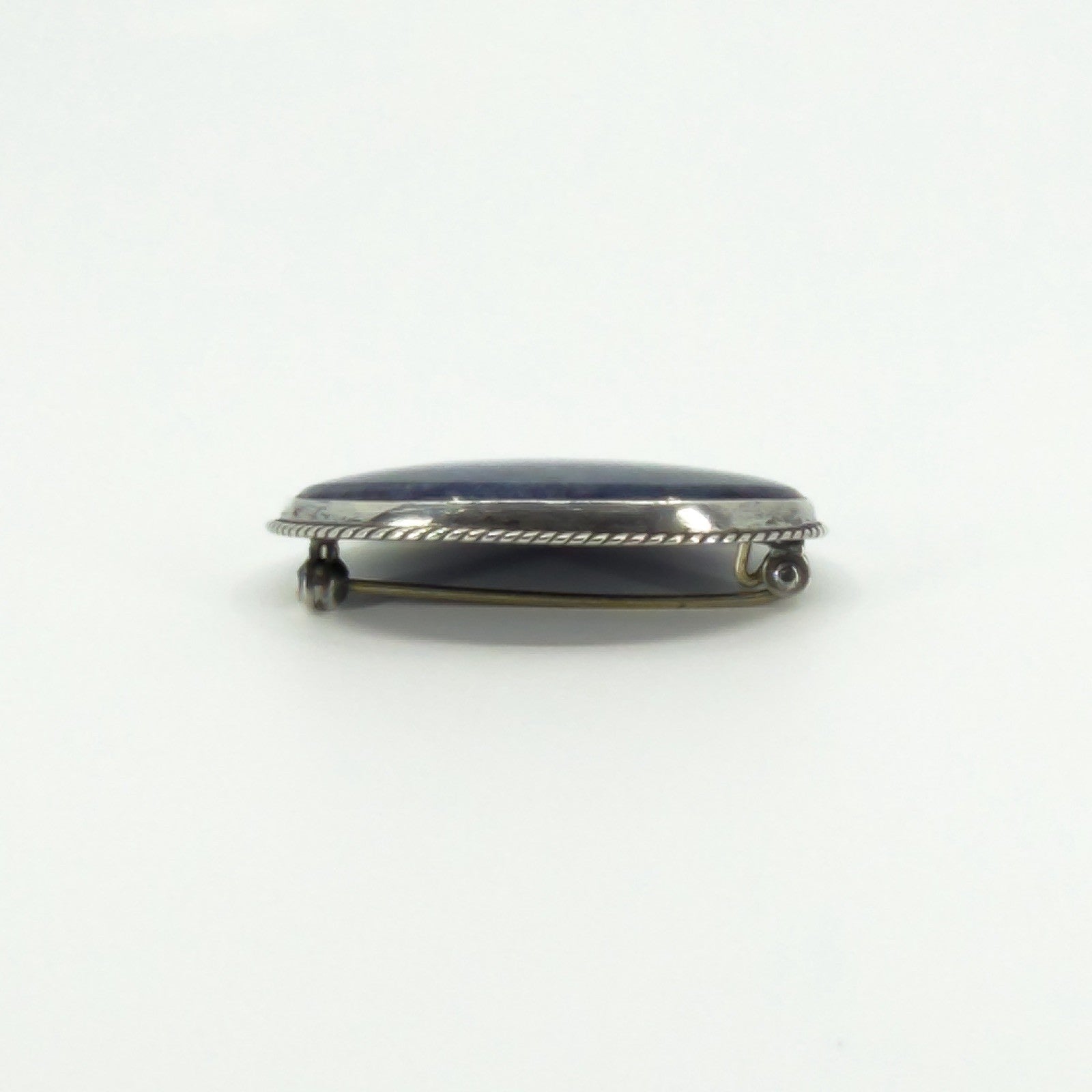 Large Vintage Sterling Silver Blue Agate Brooch 925 (Birm 1989)