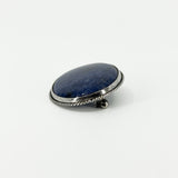 Large Vintage Sterling Silver Blue Agate Brooch 925 (Birm 1989)