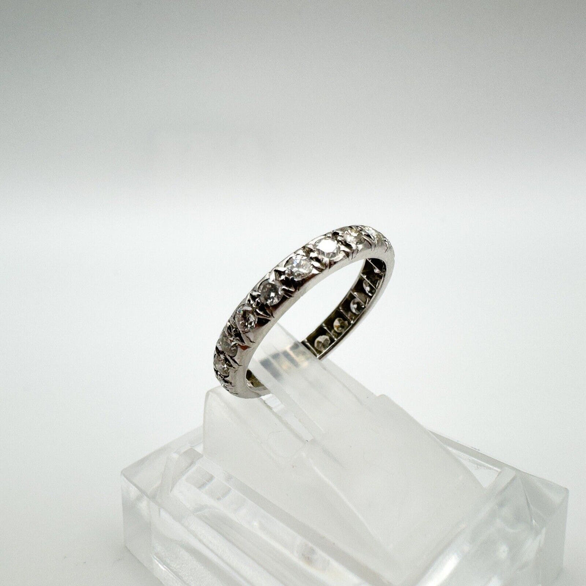 Vintage 1ct Platinum Diamond Full Eternity Band Wedding Stacking Ring Size M - N