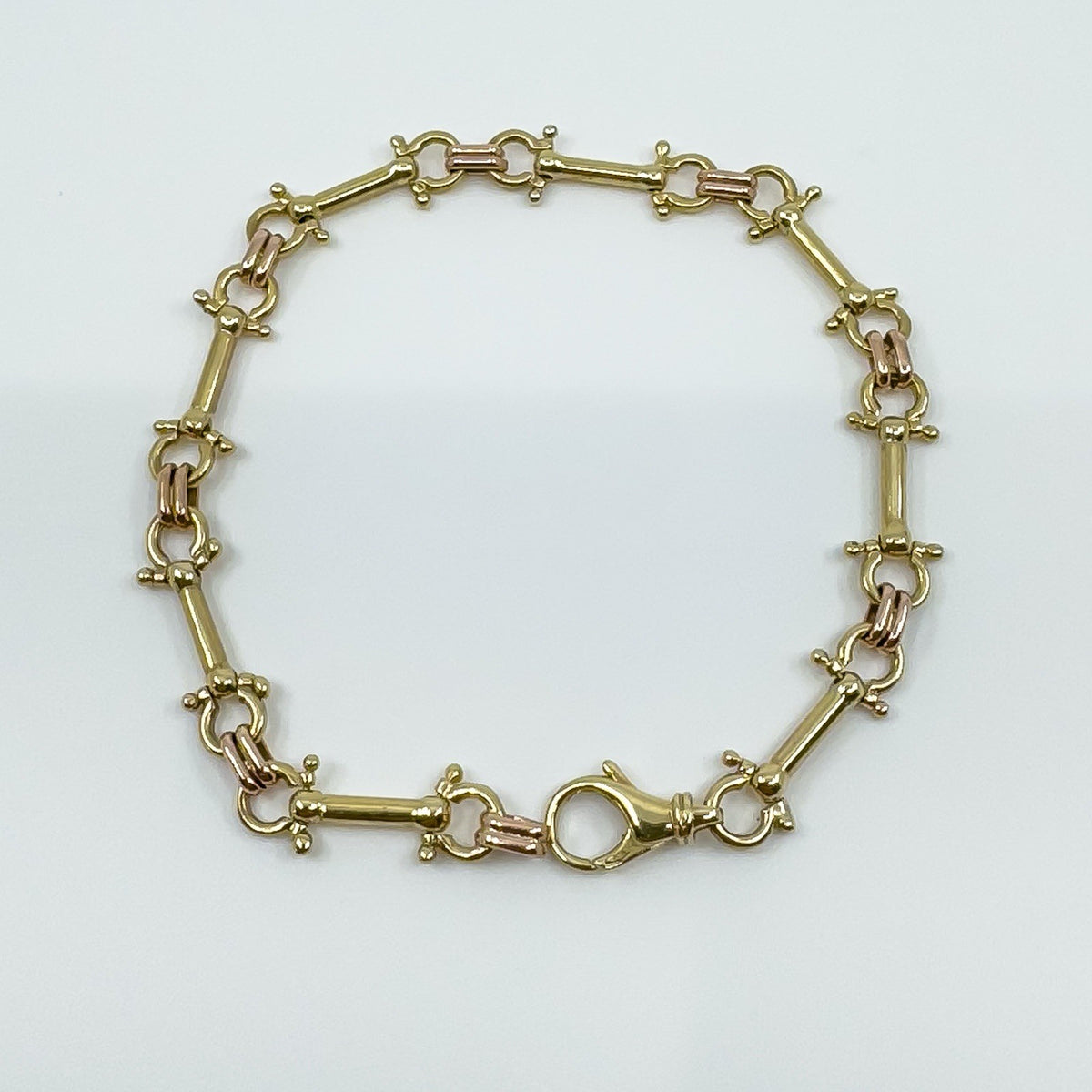 Rare Vintage 9ct Rose & Yellow Gold Horsebit Snaffle Equestrian 8.5” Bracelet