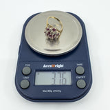 Vintage 9ct Gold 0.81ct Ruby & Diamond Cluster Cocktail Ring 375 Size K