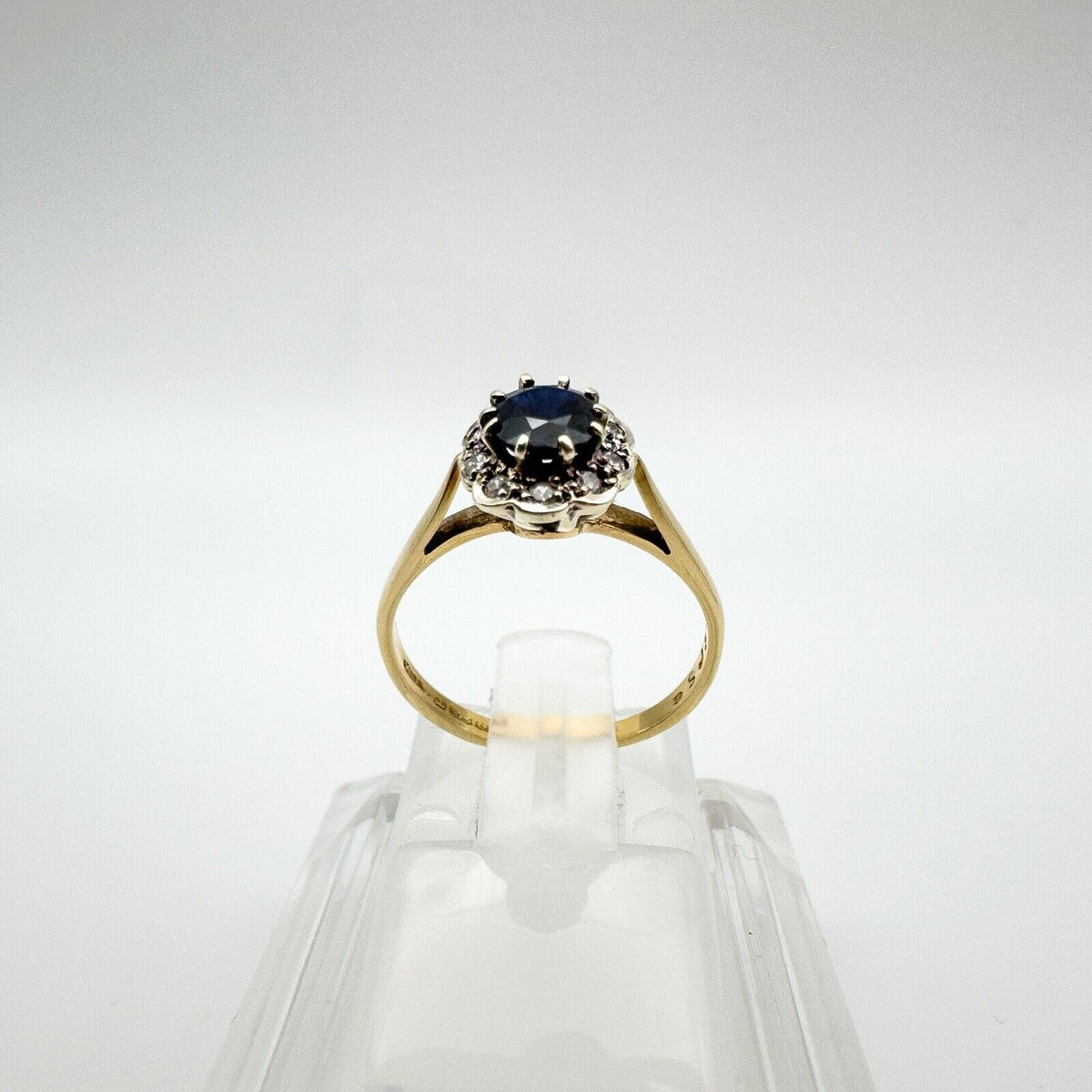 Vintage 9ct Gold Sapphire & Diamond Engagement Stacking Ring Size I - J