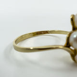 Vintage 9ct Gold 4x Pearl Ring 375 Size P