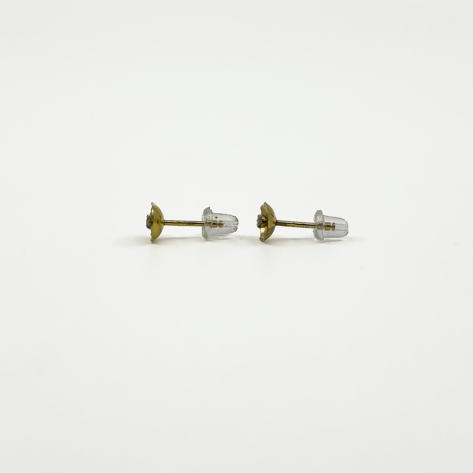 Vintage 9ct Gold Tiny Diamond Solitaire Stud Earrings 375 (1978)