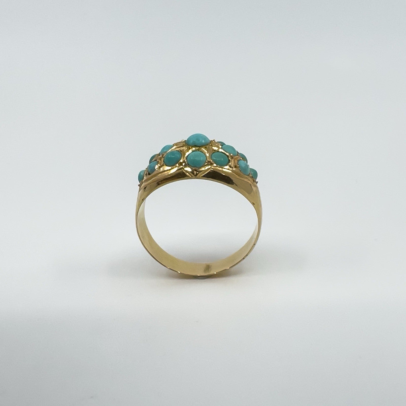 Antique 14ct Rose Gold Turquoise Bombe Ring Size M