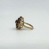 Large Vintage 9ct Gold Garnet Cocktail Cluster Ring Size L