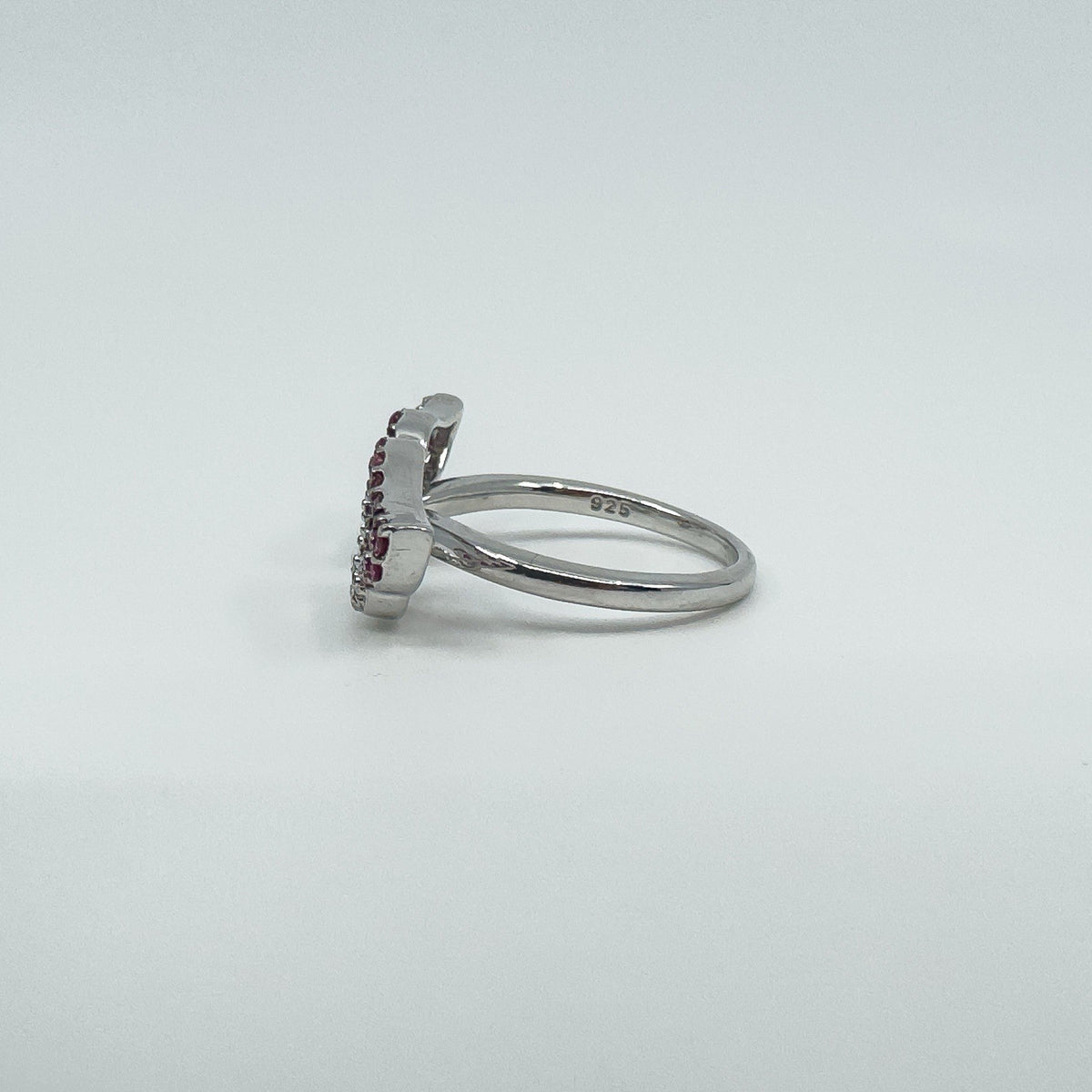New Sterling Silver Ruby Double Angel Wings Ring 925 Size N - O