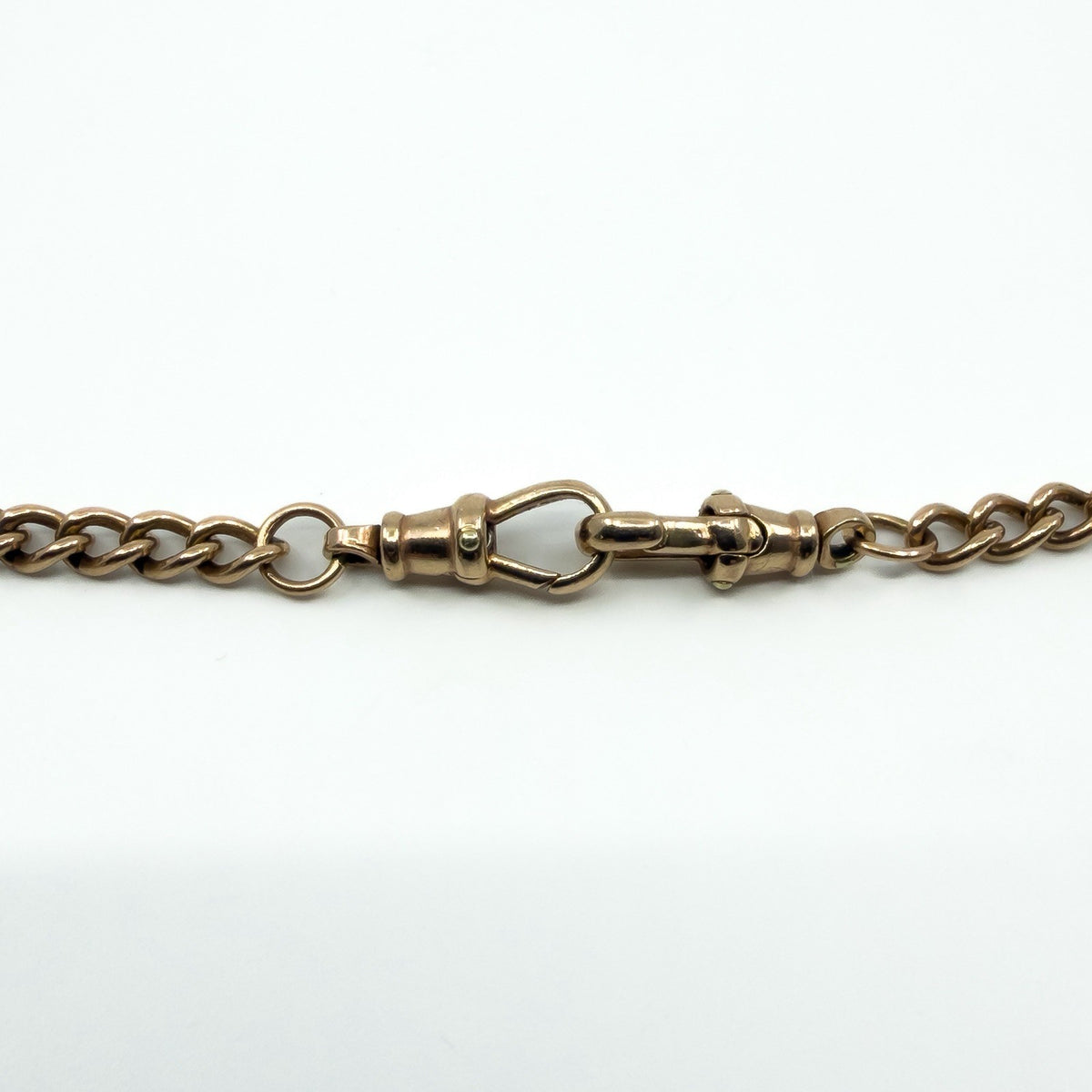 Vintage 9ct Rose Gold 18” Albert Chain Necklace Double Dog Clip & T-Bar 375