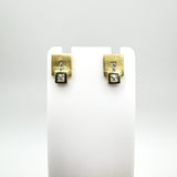 8ct Gold Square CZ Stud Drop Earrings