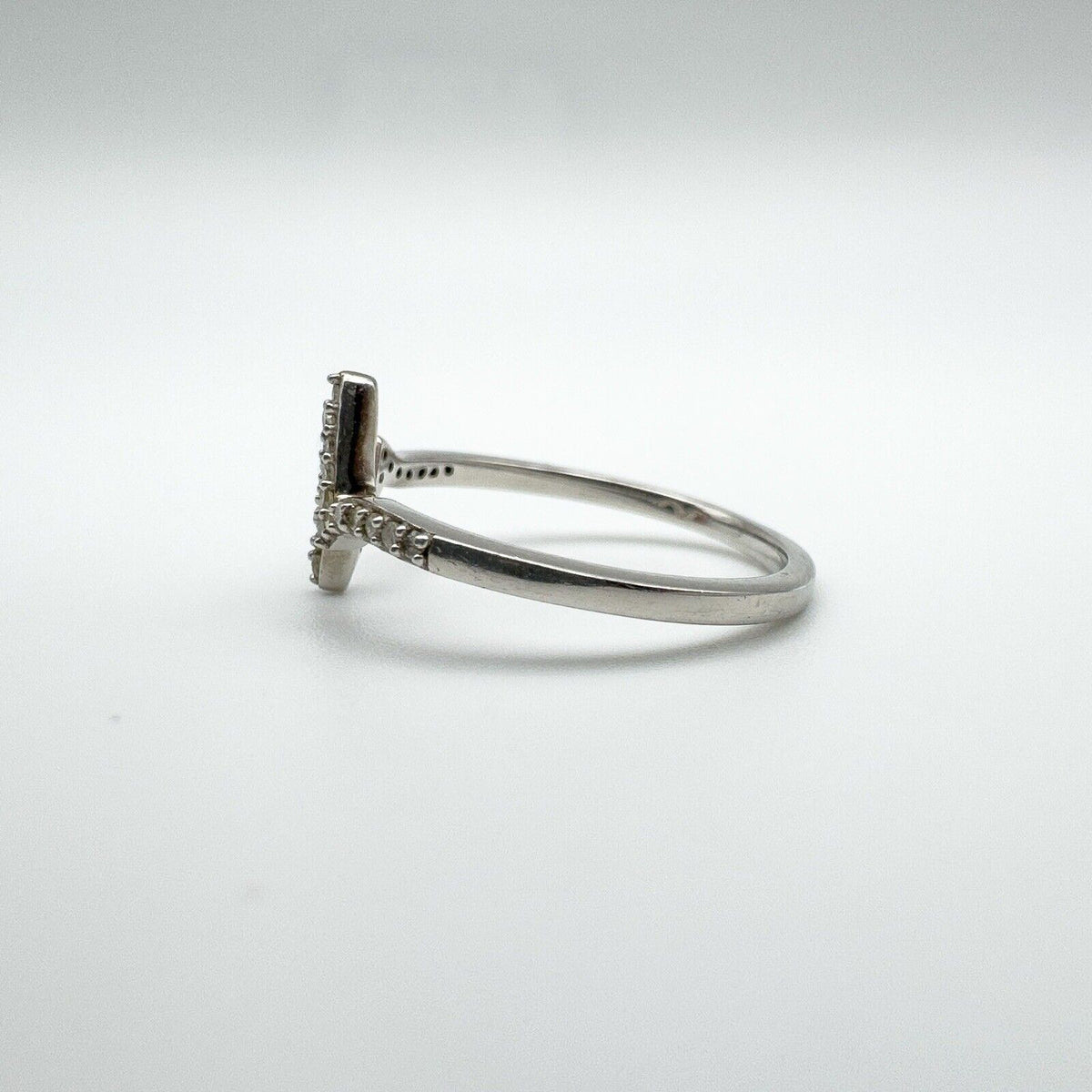 Diamond Heartbeat / Zig Zag Ring in Sterling Silver 925 Size P - Q