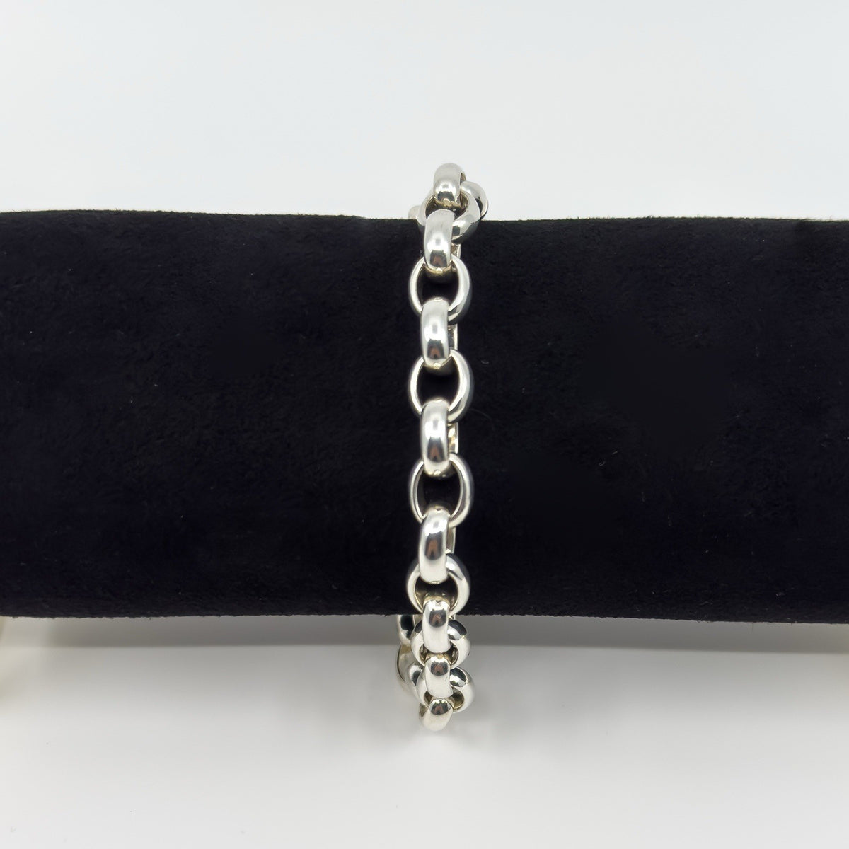 Sterling Silver Chunky Oval Belcher Chain 9.5” Bracelet Unisex 50g