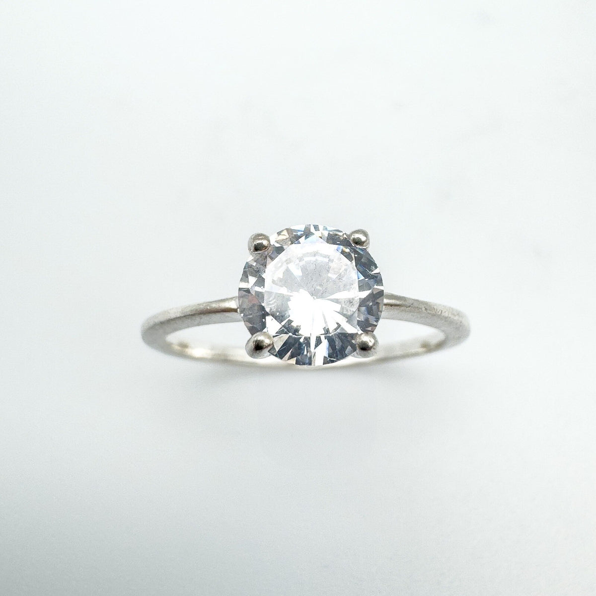 1ct CZ Solitaire Engagement Ring Sterling Silver Size M