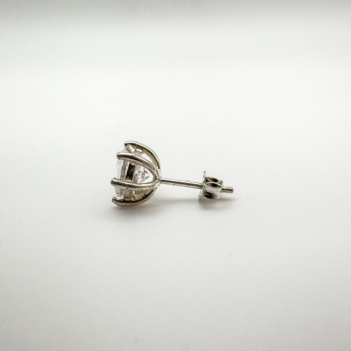 1ct CZ Solitaire Single Stud Earring in Sterling Silver 925