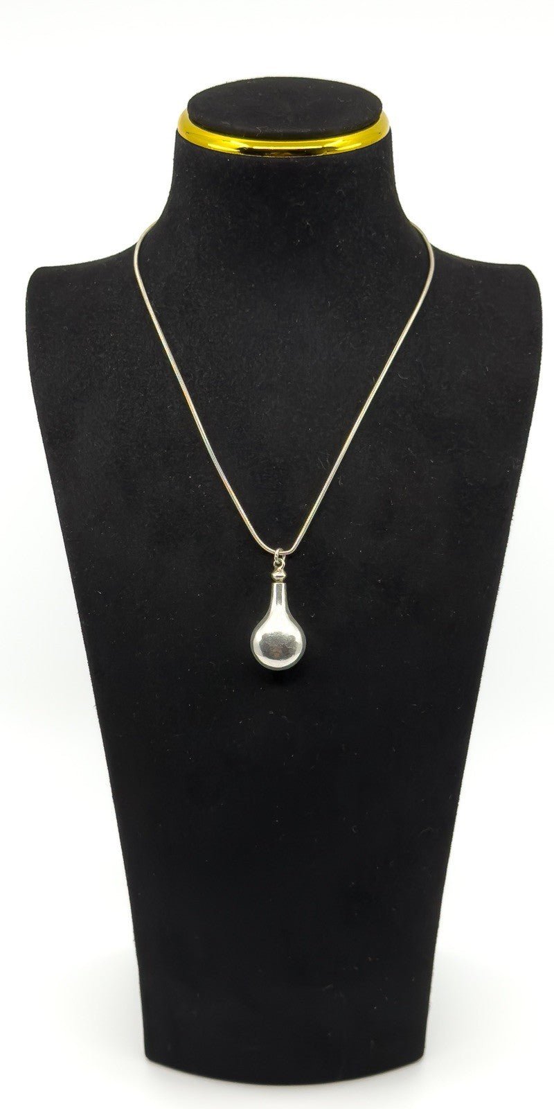 Vintage Sterling Silver Tear Drop Perfume Poison Bottle Pendant & 16" Chain 925