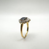 Antique 18ct Gold1.80ct Trilogy Sapphire & Rose Cut Diamond Ring Size R - S