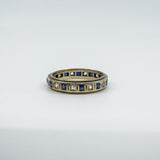 Vintage 9ct Gold Blue & White Spinel Full Eternity Band / Ring Size Q