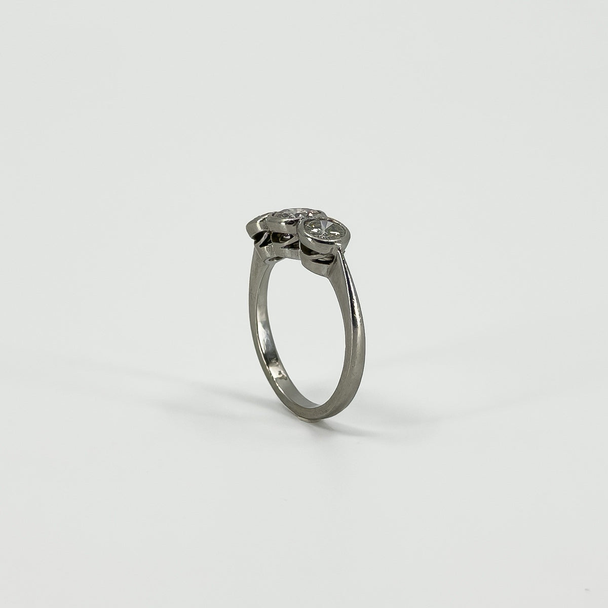 Vintage Platinum 1.60ct Diamond Trilogy Ring 950 Size L