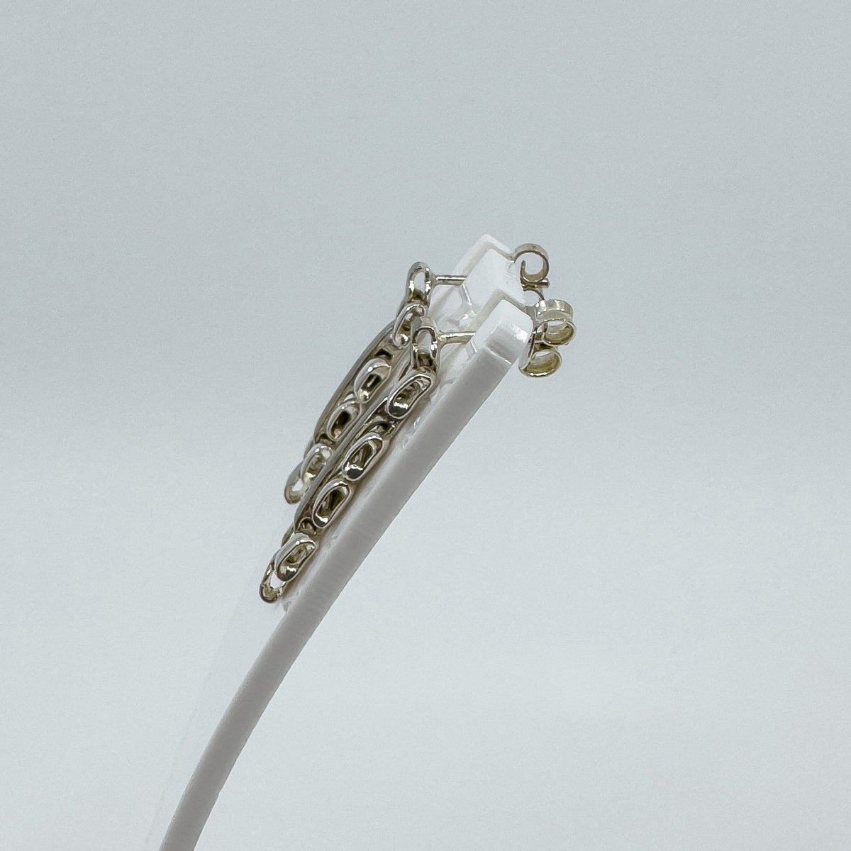 Sterling Silver Bracelet Style Link Drop Articulated Earrings 925