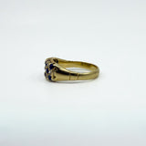 Antique Art Deco 18ct Gold Sapphire & Old Cut Diamond Half Hoop Ring 750 Size P