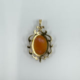Vintage 9ct Gold Oval Carved Shell Cameo Pendant 375