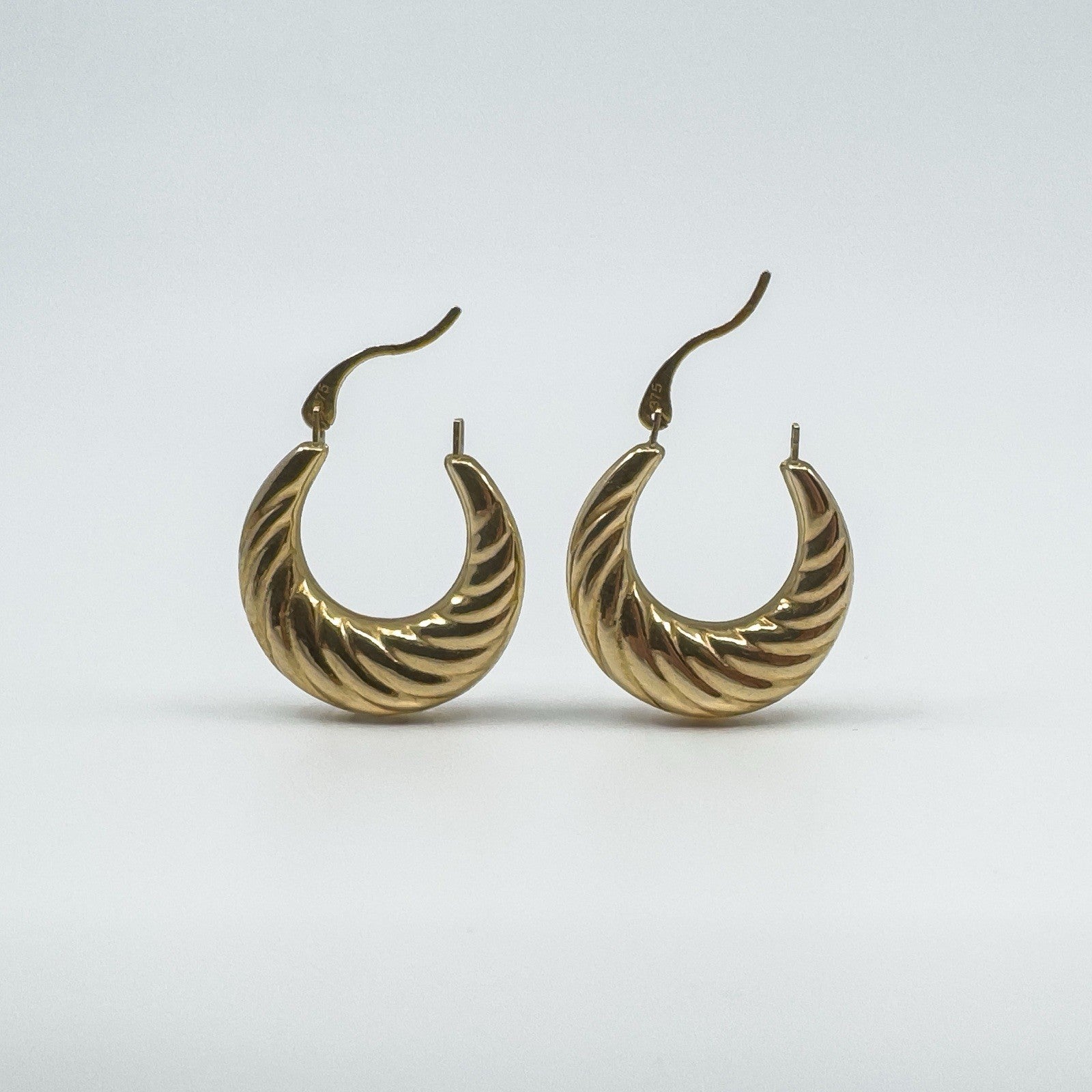 Vintage 9ct Gold Small Chunky Twisted Hoop Earrings