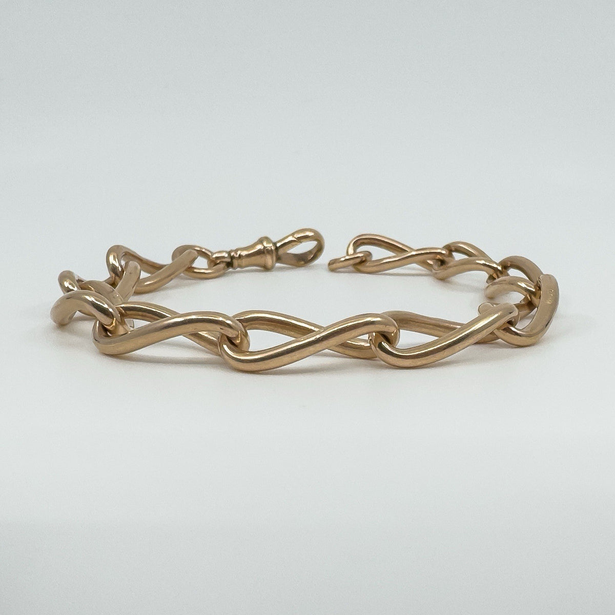 Antique Chunky 9ct Rose Gold Oval Links Bracelet 8" inch