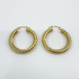 Large Vintage Chunky Twisted 9ct Gold Hoop Earrings 1991