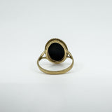 Vintage 9ct Gold Blue Agate Carved Cameo Ring Size Q 1/2