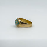 Antique 14ct Rose Gold Turquoise Bombe Ring Size M