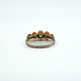 Antique 9ct Gold 5 Stone Natural Coral Ring 375 Size O - P