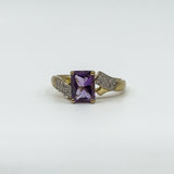 Vintage 9ct Gold 1.75ct Diamond & Amethyst Ring 375 Size R 2004